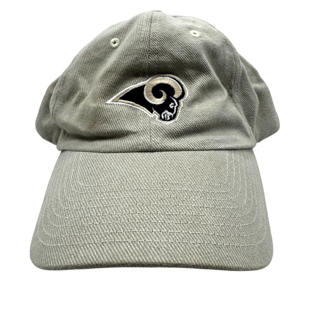 Vintage Khaki Tan Embroidered St. Louis Rams Logo Baseball Cap Adjustable Strap
